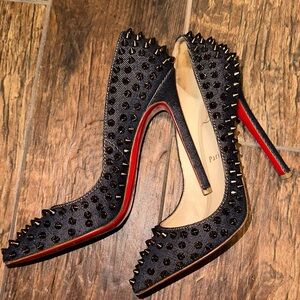 Denim spikes Christian Louboutin heels, size 37.